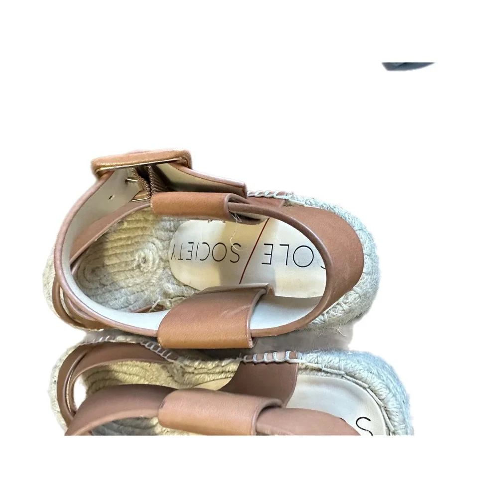 Sole Society Espadrille Platform Wedge Sandals‎ Leather Buckle Ankle Strap 6.5